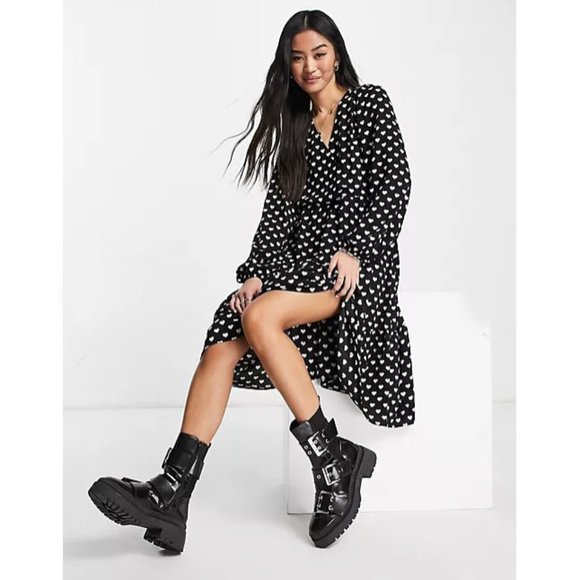 ASOS Dresses & Skirts - ASOS Monki textured heart print midi dress